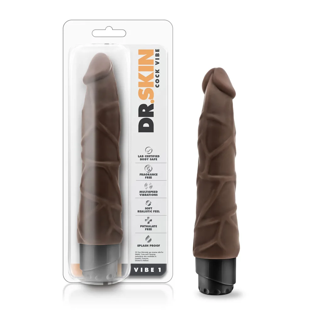 Dr. Skin - Cock Vibe 1 - 9 Inch Vibrating Cock - Chocolate Vibrators Blush