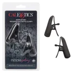 Nipple Play Nipplettes Vibrating Nipple Clamps Black Rechargeable BDSM & Kink CalExotics
