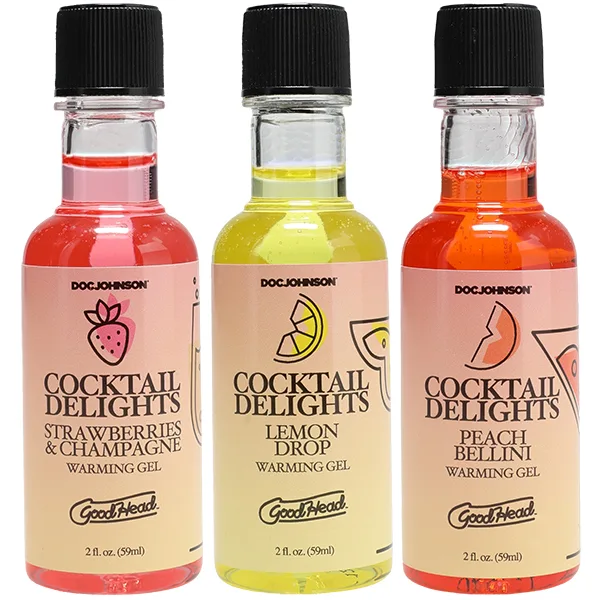 Goodhead Cocktail Delights Peach Bellini, Strawberries Champagne, and Lemon Drop 3 Pack 2 Oz. Edible | Oral Gels Doc Jo…