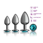 Teal Round Gem Anal Trainer Kit - Gunmetal Anal Play Viben