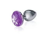 The 9's the Silver Starter Bejeweled Stainless Steel Plug - Violet Anal Play Icon Brands