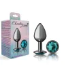 Teal Round Gem Gunmetal Metal Plug - Md Anal Play Viben