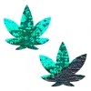 Ariel - Green to Black Flip Sequin Gold Dope Af Weed Leaf Pasties Accessories Neva Nude