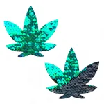 Ariel - Green to Black Flip Sequin Gold Dope Af Weed Leaf Pasties Accessories Neva Nude