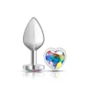 Clear Iridescent Heart Gem Silver Metal Plug - Md Anal Play Viben