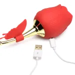 Bloomgasm Flutter Rose Sucking Rose with Butterfly Teaser - Red Vibrators XR Brands