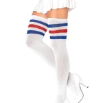 3 Stripes Athletic Ribbed Thigh Highs - One Size Hosiery & Garters Leg Avenue