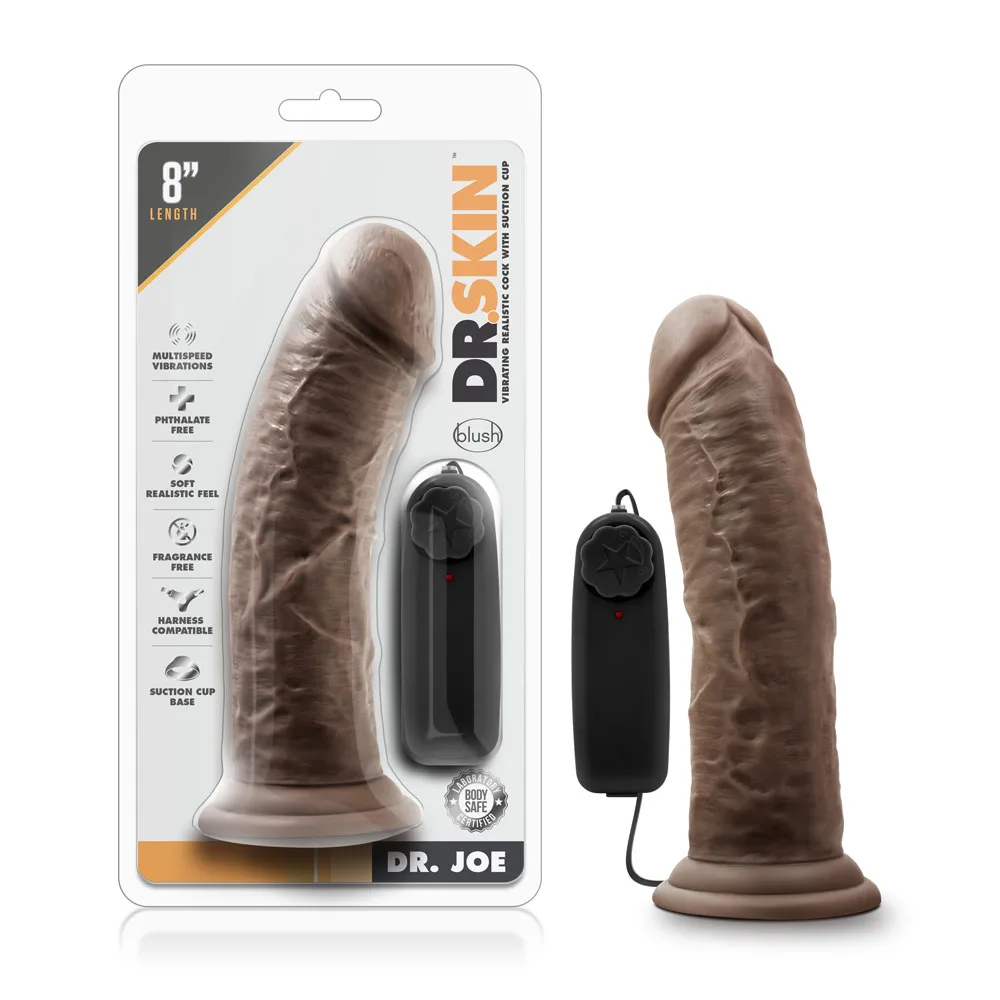 Alternative view of Dr. Skin - Dr. Joe - 8 Inch Vibrating Cock With Suction Cup - Chocolate