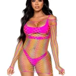 Pretty in Paradise Rainbow Mini Dress - One Size - Rainbow Hosiery & Garters Leg Avenue