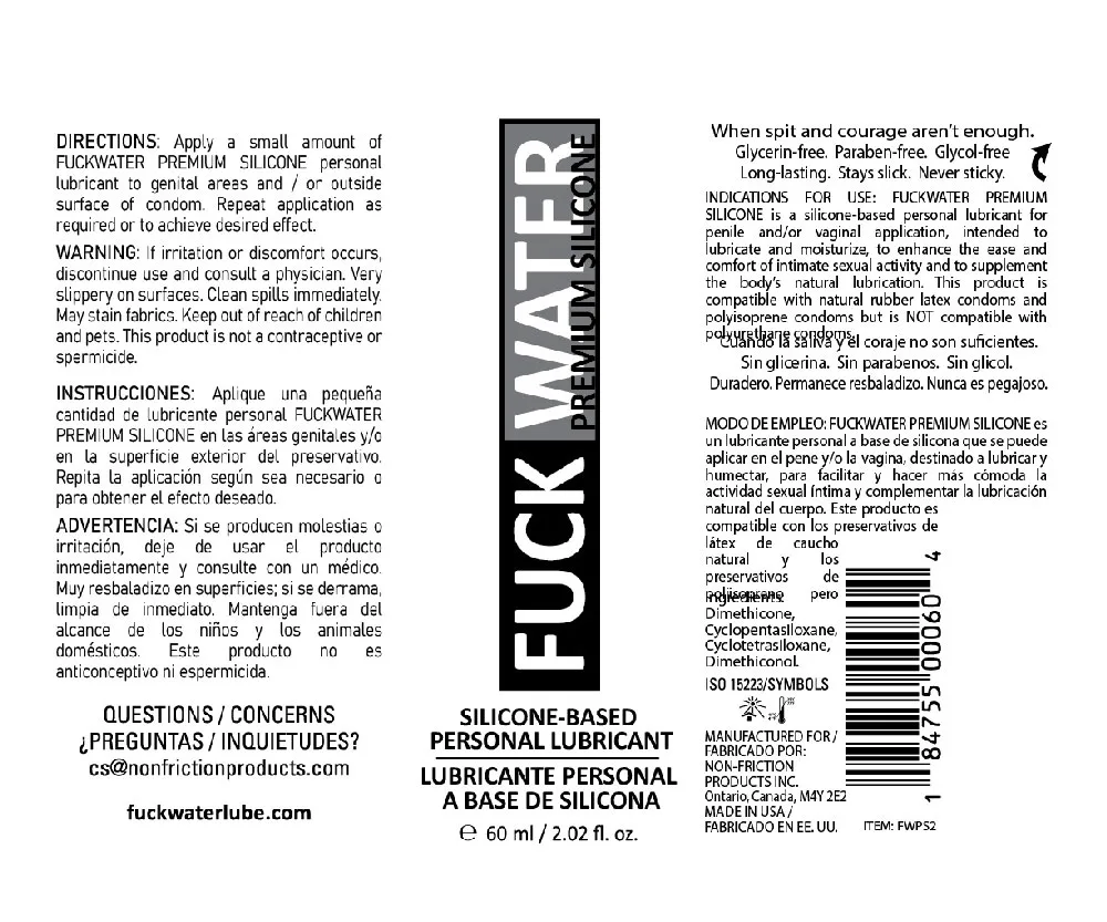 Fuck Water Premium Silicone Lubricant - 2 Fl. Oz. Lubes & Essentials Fuck Water