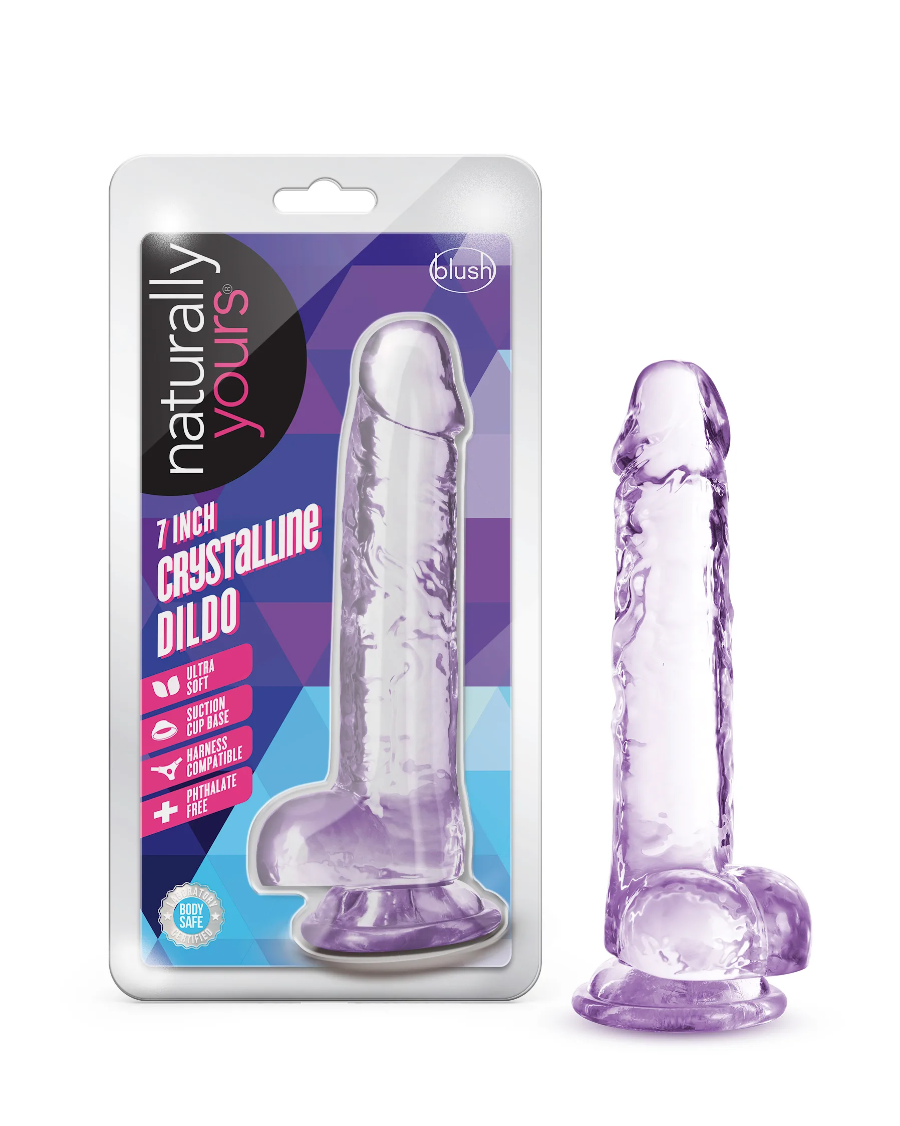 Naturally Yours - 7 Inch Crystalline Dildo - Amethhyst Dildos Blush