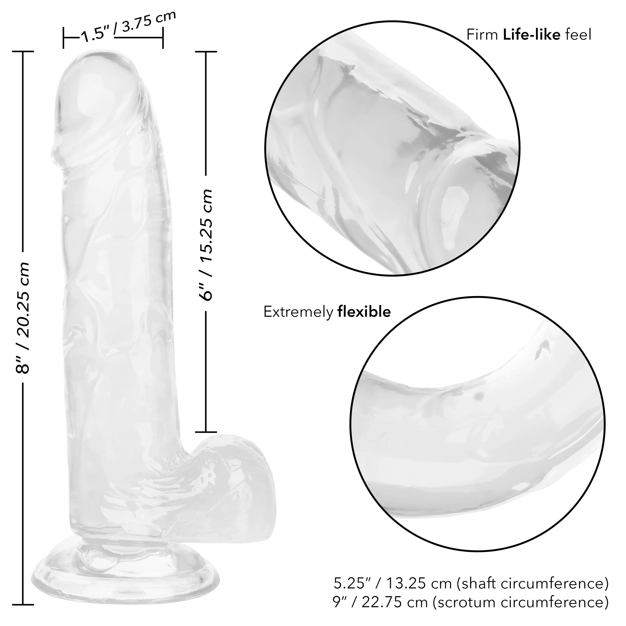 Size Queen 6 inch/15.25 Cm - Clear Dildos CalExotics