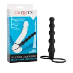 Silicone Love Rider Beaded Dual Penetrator - Black Anal Play CalExotics