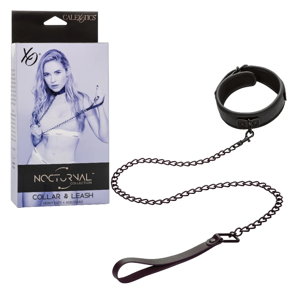 Nocturnal Collection Collar and Leash - Black BDSM & Kink CalExotics