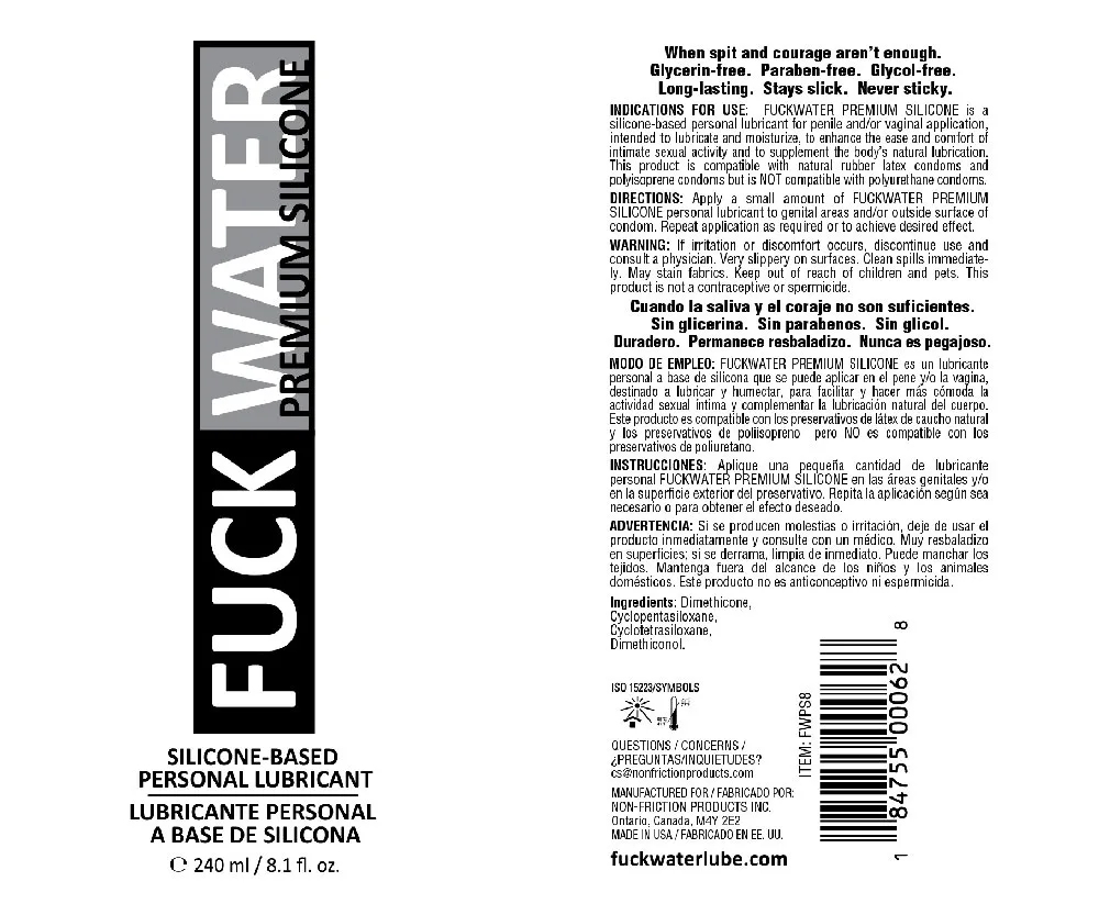 Fuck Water Premium Silicone Lubricant - 8 Fl. Oz. Lubes & Essentials Fuck Water