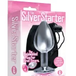 The 9's the Silver Starter Bejeweled Stainless Steel Plug - Pink Vibrators Icon Brands