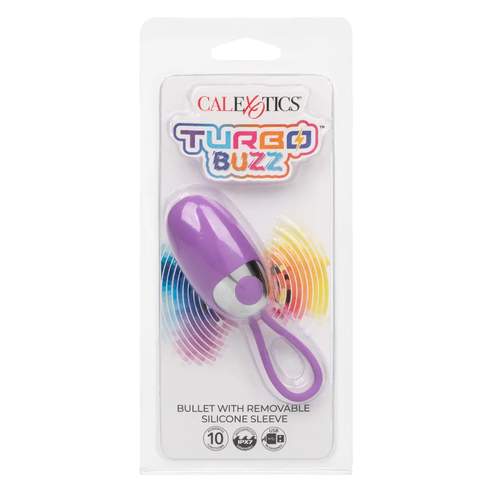 Turbo Buzz Bullet With Removable Silicone Sleeve - Purple Vibrators CalExotics