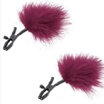Sex and Mischief Enchanted Feather Nipple Clamps - Burgundy BDSM & Kink Sportsheets