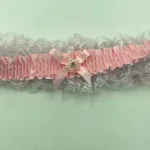 Satin Leg Garter - One Size - Baby Pink With White Lace Hosiery & Garters Elegant Moments