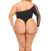 Dollar Sign Bodysuit - Queen Size - Black Teddies & Bodysuits Pink Lipstick