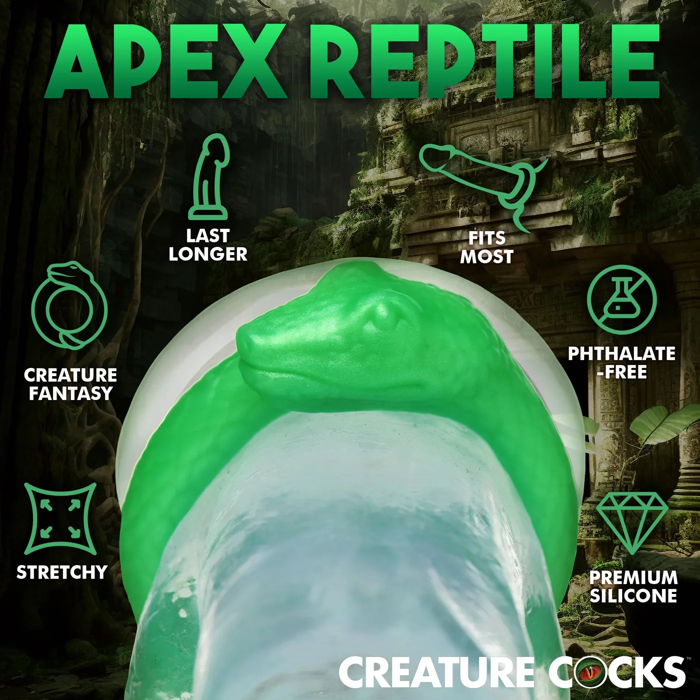 Serpentine Silicone Cock Ring - Green Enhancers XR Brands