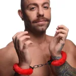Cuffed in Fur Furry Handcuffs - Red BDSM & Kink XR Brands