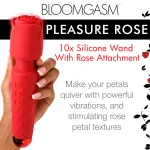 Pleasure Rose 10x Silicone Wand With Rose Attachment - Red Lubes & Essentials XR Brands