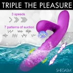 Thrust Wave Thrusting and Sucking Rabbit Vibrator - Purple Vibrators XR Brands