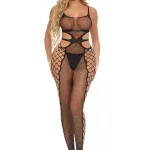 Hit the Line Crotchless Bodystocking - One Size - Black