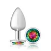 Rainbow Round Gem Silver Metal Plug - Lg Anal Play Viben