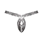 Snaked - Criss Cross Thong - Large/x-Large - Silver/black Panties & Thongs Male Power