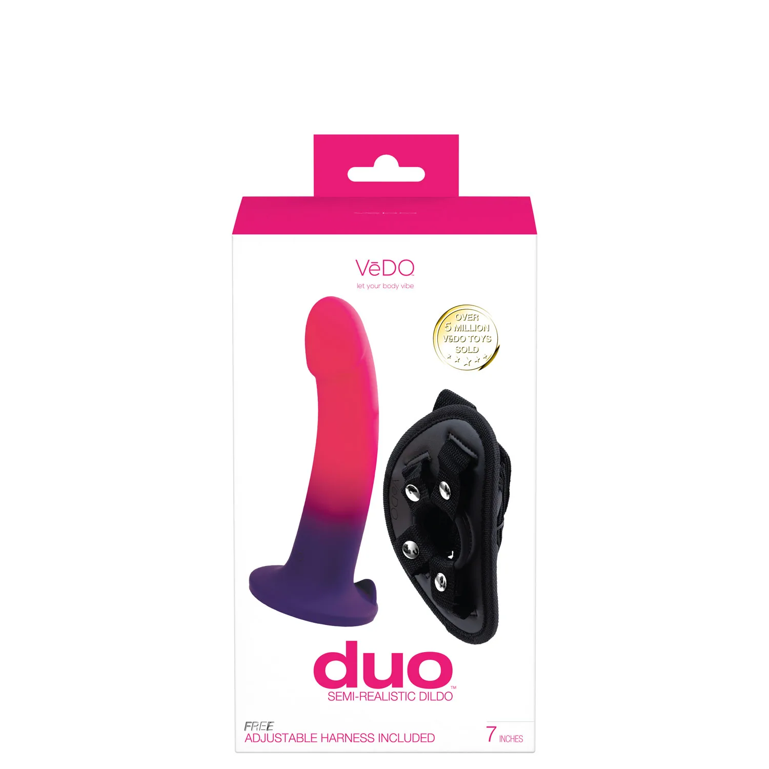Duo Semi-Realistic Dildo With Harness - Pink/purple Dildos VeDO