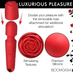Pleasure Rose 10x Silicone Wand With Rose Attachment - Red Lubes & Essentials XR Brands