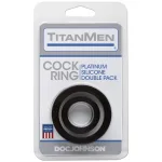 Titanmen Cock Ring Platinum Silicone Double Pack - Black Enhancers Doc Johnson