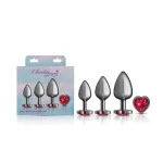 Red Heart Gem Anal Trainer Kit - Gunmetal Anal Play Viben