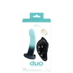 Duo Semi-Realistic Dildo With Harness - Turquoise/black Dildos VeDO