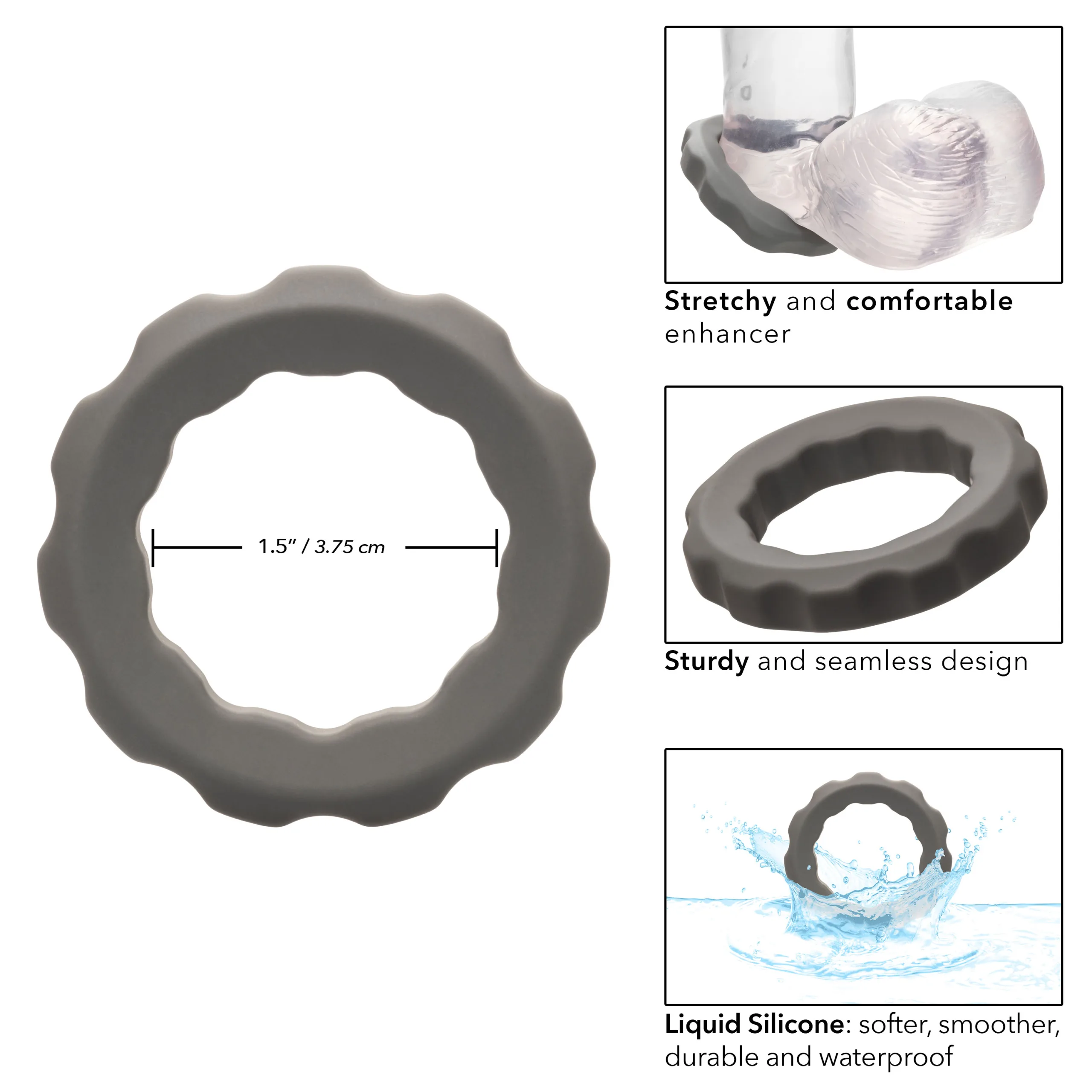 Alpha Liquid Silicone Erect Ring - Gray Enhancers CalExotics