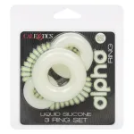 Alpha Glow-in-the-Dark Liquid Silicone 3 Ring Set - White Enhancers CalExotics
