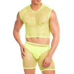 Net-Bula 3pc Set - Large/xl - Yellow Lingerie Pink Lipstick