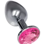 The 9's the Silver Starter Bejeweled Stainless Steel Plug - Pink Vibrators Icon Brands