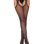 Fishnet Suspender Hose With Scalloped Trim - One Size - Black Hosiery & Garters Leg Avenue