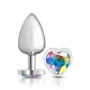 Clear Iridescent Heart Gem Silver Metal Plug - Lg Anal Play Viben