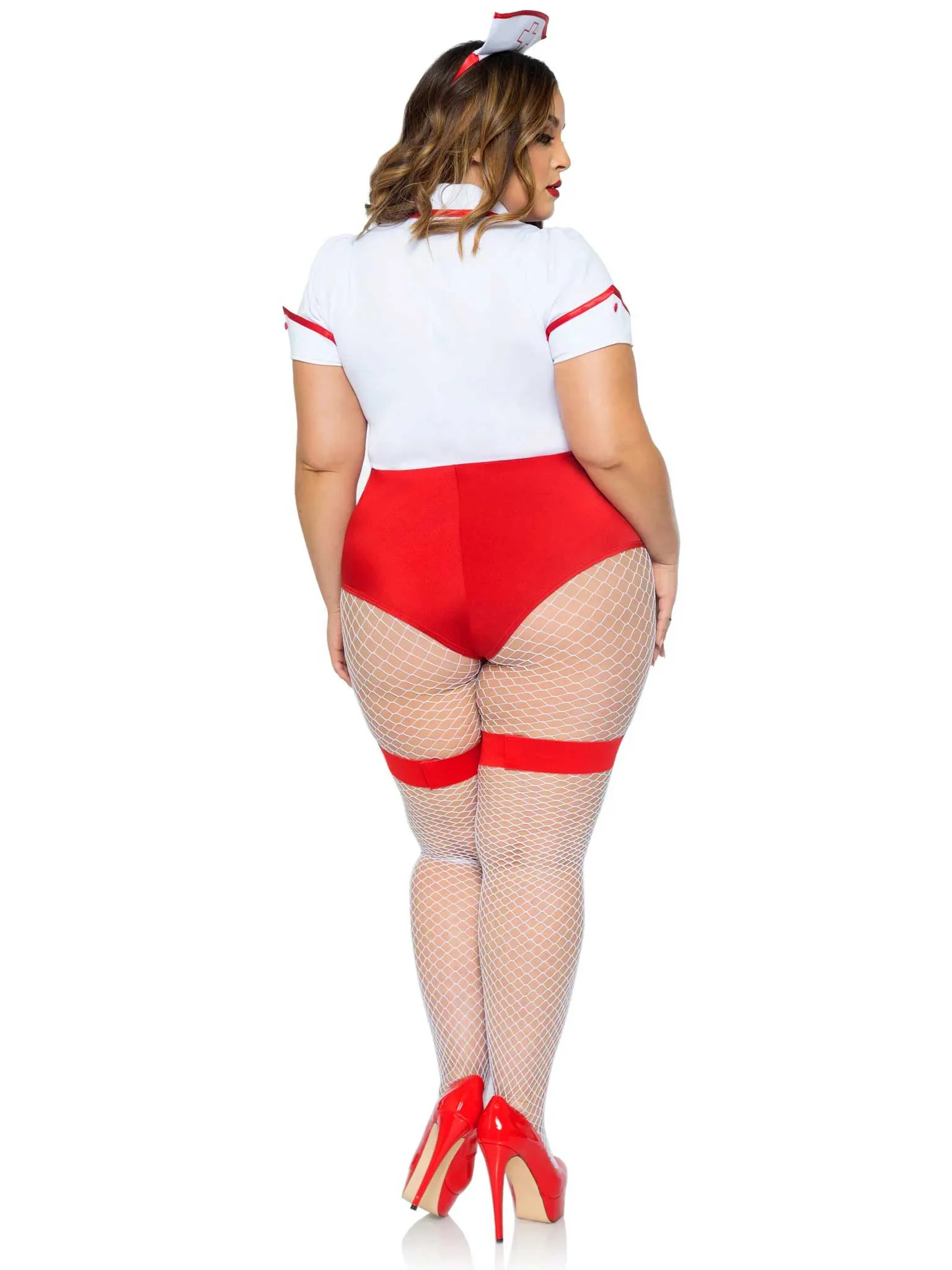 Plus Nurse Feelgood Sexy Costume - 1x/2x - White / Red Costumes Leg Avenue