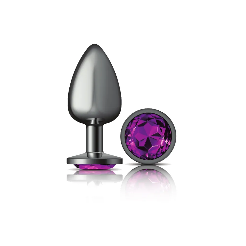 Purple Round Gem Gunmetal Metal Plug - Lg Anal Play Viben