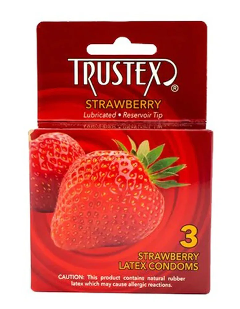 Trustex Flavored Lubricated Condoms - 3 Pack - Strawberry Lubes & Essentials Paradise Marketing