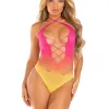 Ombre Halter Bodysuit - One Size - Sunset Teddies & Bodysuits Leg Avenue