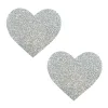 Silver Pixie Dust Glitter Heart Pasties Accessories Neva Nude