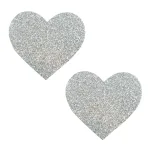 Silver Pixie Dust Glitter Heart Pasties Accessories Neva Nude