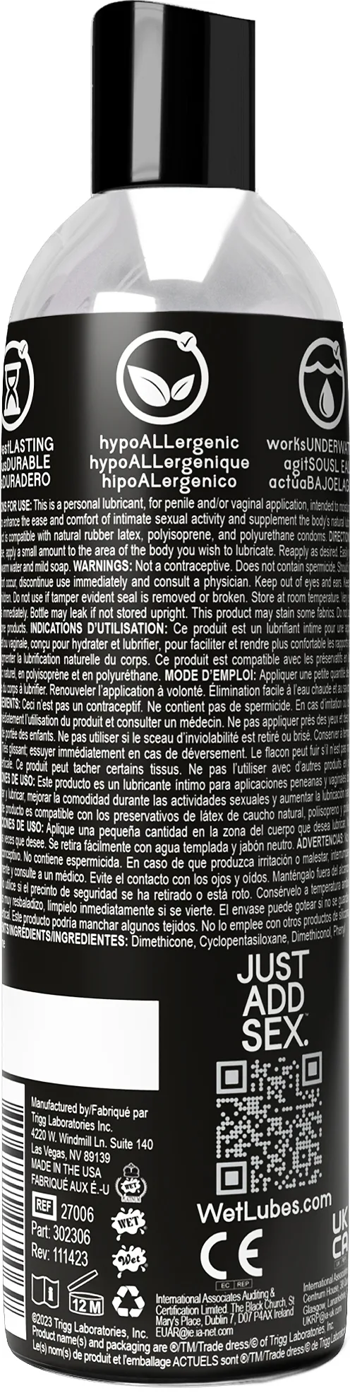 Wet Platinum - Luxury Silicone Based Lubricant 8 Oz Lubes & Essentials Wet