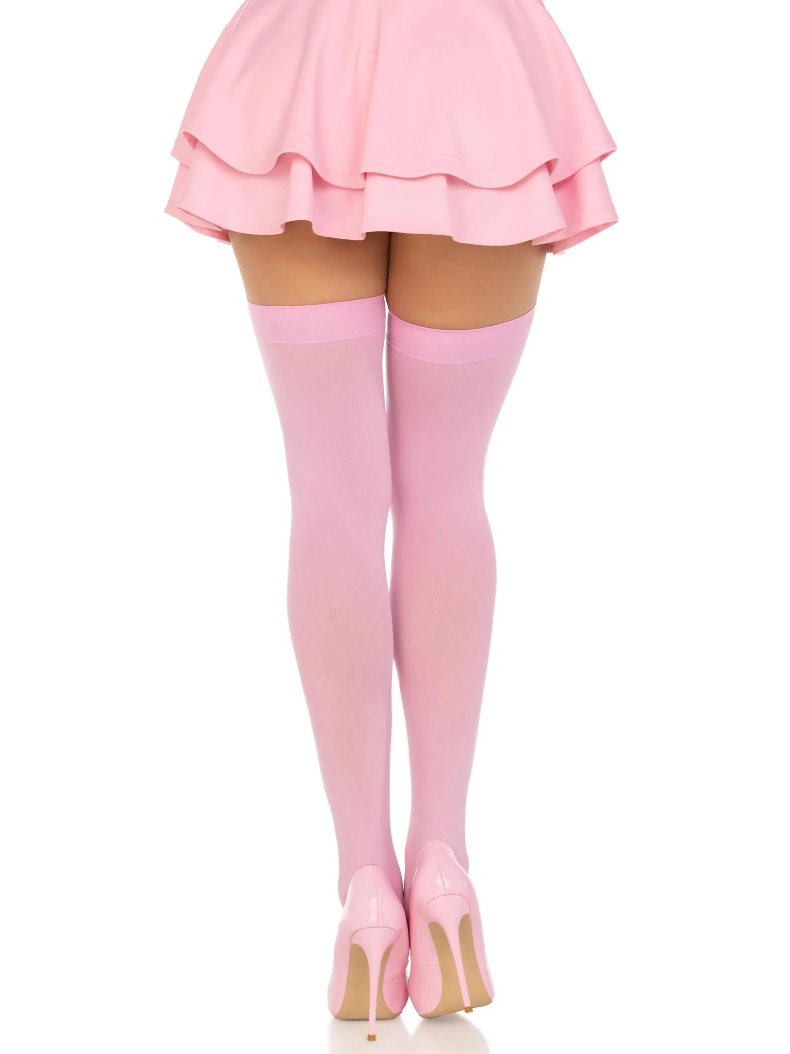 Opaque Nylon Thigh Highs - One Size - Pink Hosiery & Garters Leg Avenue